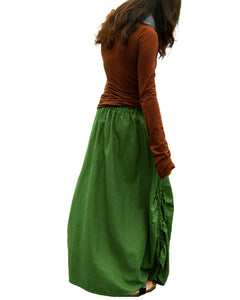 Linen skirt/Maxi skirt/long skirt/a-line skirt/green skirt/dark blue skirt/elastic waist skirt L001