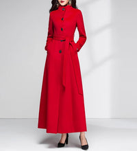 Load image into Gallery viewer, Wool Coat women, Long Wool Jacket, Coat dress, Winter Coat, wool Trench Coat, Full Length coat, maxi coat, Belt Coat, Handmade Coat(Y1159)
