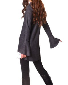 women's bottom t-shirt/bell sleeves top/oversized tunic dress/customized tunic top(Y1701gt)
