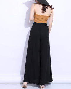 Wide leg Pants, Chiffon Skirt Pants, Summer Pants, Women's Pants, Chiffon trousers, long pants, elastic waist pants (K2039)