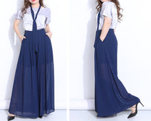 Load image into Gallery viewer, Wide leg Pants, Chiffon Skirt Pants, Summer Pants, Women&#39;s Pants, Chiffon trousers, long pants, elastic waist pants (K2039)
