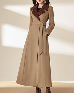 Wool coat for women, maxi coat, coat dress, winter coat, flare coat, long jacket, wool overcoat, coat with pockets (Y2167)
