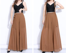 Load image into Gallery viewer, Wide leg Pants, Chiffon Skirt Pants, Summer Pants, Women&#39;s Pants, Chiffon trousers, long pants, elastic waist pants (K2039)
