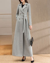 Load image into Gallery viewer, Wool Coat women, Long Wool Jacket, Coat dress, Winter Coat, wool Trench Coat, Full Length coat, maxi coat, Belt Coat, Handmade Coat(Y1187)
