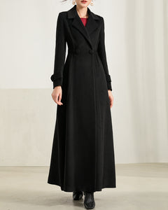 long black dress coat women Classic Black Maxi Coat