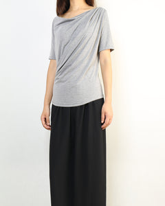 Short sleeve t-shirt, modal cotton top, boho drapes t-shirt, soft gray t-shirt, summer top(Y2049)