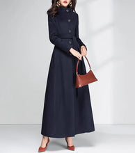 Load image into Gallery viewer, Wool Coat women, Long Wool Jacket, Coat dress, Winter Coat, wool Trench Coat, Full Length coat, maxi coat, Belt Coat, Handmade Coat(Y1159)
