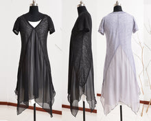 Load image into Gallery viewer, Women&#39;s cotton tunic dress/cotton tank dress/asymmetrical tunic dress/plus size top/v-neck tunic dress/two pieces dress/long sleeve t-shirt Q0088
