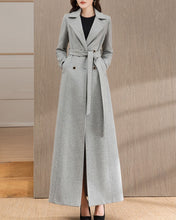 Load image into Gallery viewer, Wool Coat women, Long Wool Jacket, Coat dress, Winter Coat, wool Trench Coat, Full Length coat, maxi coat, Belt Coat, Handmade Coat(Y1187)
