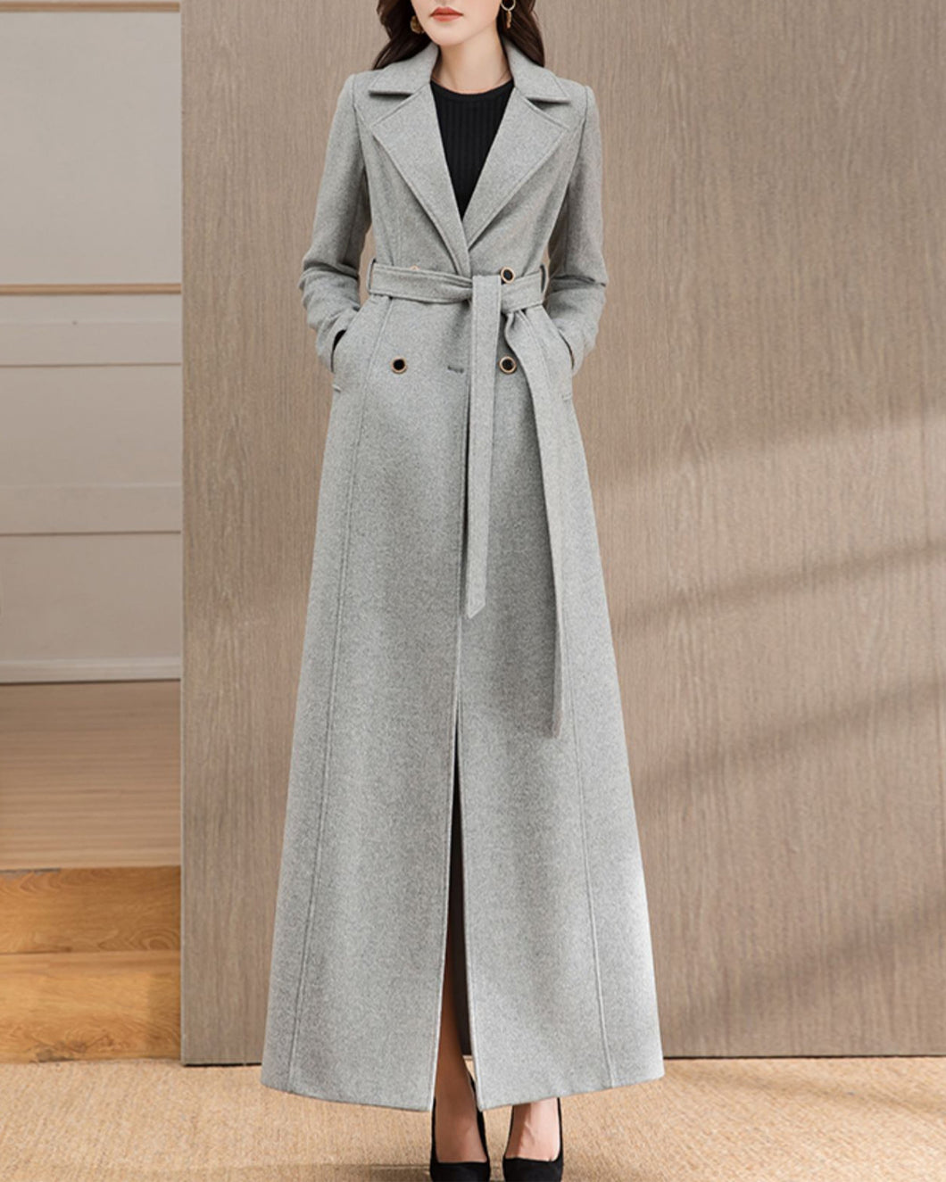 Wool Coat women, Long Wool Jacket, Coat dress, Winter Coat, wool Trench Coat, Full Length coat, maxi coat, Belt Coat, Handmade Coat(Y1187)