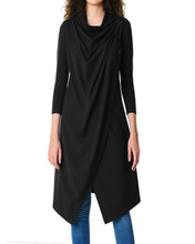 Load image into Gallery viewer, Tunic top/cotton tunic dress/asymmetrical t-shirt/long tops/cowl neck top/black tunic dress/3/4 sleeve dress Q206
