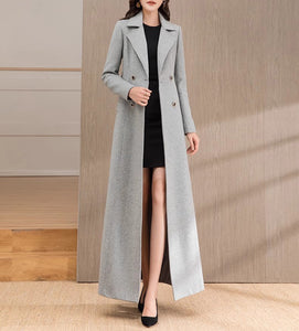 Wool Coat women, Long Wool Jacket, Coat dress, Winter Coat, wool Trench Coat, Full Length coat, maxi coat, Belt Coat, Handmade Coat(Y1187)