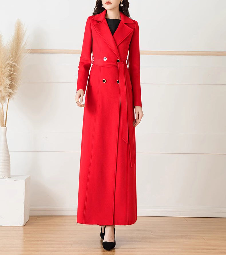 Wool Coat women, Long Wool Jacket, Coat dress, Winter Coat, wool Trench Coat, Full Length coat, maxi coat, Belt Coat, Handmade Coat(Y1187)