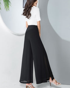 Chiffon Skirt Pants, Women's Cropped Pants, wide leg Pants, Summer Pants, Chiffon trousers (K2025)