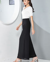 Load image into Gallery viewer, Chiffon Skirt Pants, Women&#39;s Cropped Pants, wide leg Pants, Summer Pants, Chiffon trousers (K2025)
