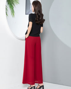 Chiffon Skirt Pants, Women's Cropped Pants, wide leg Pants, Summer Pants, Chiffon trousers (K2025)