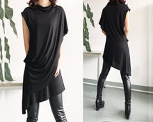 Load image into Gallery viewer, Cotton tunic top women/asymmetrical t-shirt/plus size top/cotton tunic dress/short sleeve top/summer top/tunic dress women Q022
