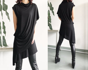 Cotton tunic top women/asymmetrical t-shirt/plus size top/cotton tunic dress/short sleeve top/summer top/tunic dress women Q022