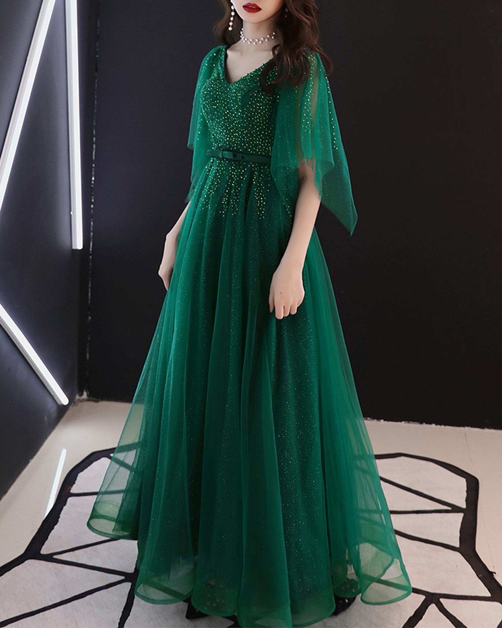 forest green dress for wedding Hunter Long Sleeves Guest 1x Women Dress Mathariel Black Wedding Dress: Green