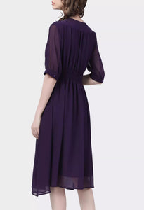 Women's chiffon dress, black dress, summer dress, casual dress, loose fit layered dress, plus size oversize dress(Q3022)