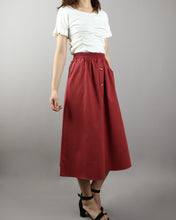 Load image into Gallery viewer, Linen skirt/Midi skirt/A-line skirt/summer skirt/elastic waist skirt/high waist skirt/skirt with pockets (Q0001)
