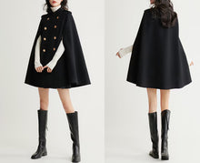 Load image into Gallery viewer, Wool cape coat, wool poncho, wool cloak jacket, winter coat, wool cloak(Y2379)
