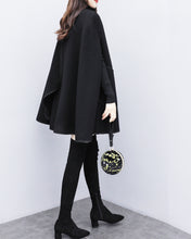 Load image into Gallery viewer, Cape coat Women, wool poncho jacket, wool cloak coat, wool shawl winter coat, double breasted buttoned coat(Y1136)
