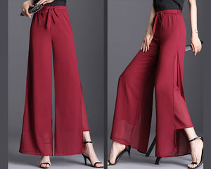 Summer Pants, Chiffon Skirt Pants, Women's Cropped Pants, wide leg Pants, Chiffon trousers (K3025)