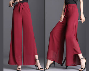 Summer Pants, Chiffon Skirt Pants, Women's Cropped Pants, wide leg Pants, Chiffon trousers (K3025)
