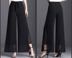 Summer Pants, Chiffon Skirt Pants, Women's Cropped Pants, wide leg Pants, Chiffon trousers (K3025)