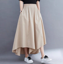 Load image into Gallery viewer, Linen pants/Cropped pants/Women linen skirt pants/Wide leg pants/cotton skirt pants/black pants/high waist pants/elastic waist Pants P0019
