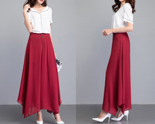 Load image into Gallery viewer, Chiffon Skirt Pants, Women&#39;s Cropped Pants, wide leg Pants, Summer Pants, Chiffon Culottes (K2028)
