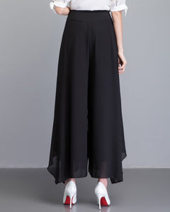 Chiffon Skirt Pants, Women's Cropped Pants, wide leg Pants, Summer Pants, Chiffon Culottes (K2028)