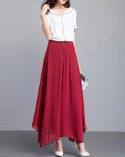 Load image into Gallery viewer, Chiffon Skirt Pants, Women&#39;s Cropped Pants, wide leg Pants, Summer Pants, Chiffon Culottes (K2028)
