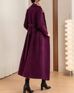 Wool Coat women, Long Wool Jacket, Coat dress, Winter Coat, wool Trench Coat, Full Length coat, maxi coat, Belt Coat, Handmade Coat(Y1176)