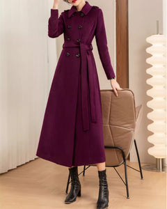 Wool Coat women, Long Wool Jacket, Coat dress, Winter Coat, wool Trench Coat, Full Length coat, maxi coat, Belt Coat, Handmade Coat(Y1176)