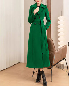 Wool Coat women, Long Wool Jacket, Coat dress, Winter Coat, wool Trench Coat, Full Length coat, maxi coat, Belt Coat, Handmade Coat(Y1175)