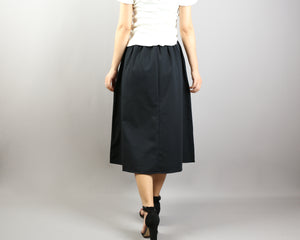 Linen skirt/Midi skirt/A-line skirt/summer skirt/elastic waist skirt/high waist skirt/skirt with pockets (Q0001)