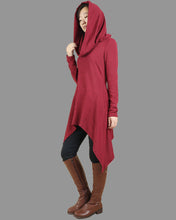 Load image into Gallery viewer, Cotton tunic tops, shawl collar top, knit tunic dress, plus size sweatshirt, oversized knit top, asymmetrical t-shirt(Y1084)
