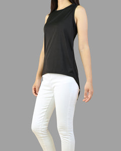 Summer top, Cotton tank top, asymmetrical t shirt, oversize t-shirt, black cotton top(Y1942)
