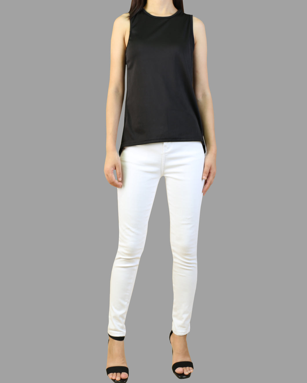 Summer top, Cotton tank top, asymmetrical t shirt, oversize t-shirt, black cotton top(Y1942)