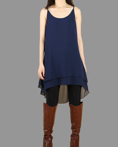 Oversize Chiffon Slip Dress/3/4 Sleeve lace Top/Maternity Tunic Dress/Plus Size Tunic Top(Q1801)