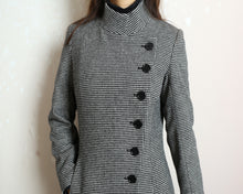 Load image into Gallery viewer, Plaid coat, Long wool coat, coat dress, gray warm coat, winter coat, flare coat, buttoned jacket, wool overcoat (Y2180)
