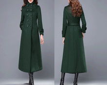 Load image into Gallery viewer, Double breasted wool jacket，Cashmere winter coat, long jacket,High collar coat , coat dress, wool long coat, warm coat, plus size coat Y0021
