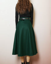 Load image into Gallery viewer, Winter skirt, Wool skirt with belt, custom made skirt, midi skirt, black skirt (Q2143)
