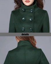 Load image into Gallery viewer, Double breasted wool jacket，Cashmere winter coat, long jacket,High collar coat , coat dress, wool long coat, warm coat, plus size coat Y0021
