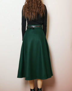Midi skirt, Winter skirt, Wool skirt with belt, custom made skirt, black skirt (Q2143)