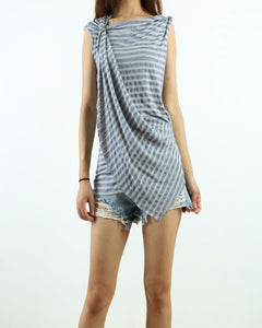Women's modal cotton draping slip top/asymmetrical t-shirt/summer top/customized sleeveless top(Y1935)