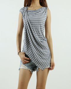Women's asymmetrical t-shirt/modal cotton draping slip top/summer top/customized sleeveless top(Y1935)
