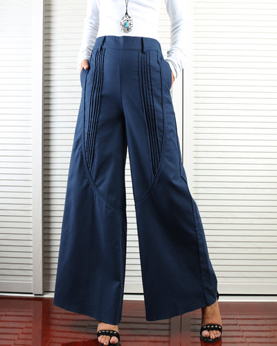 Women's Wide leg linen skirt pants/plus size trousers/oversize casual customized trousers(K1702) - lijingshop